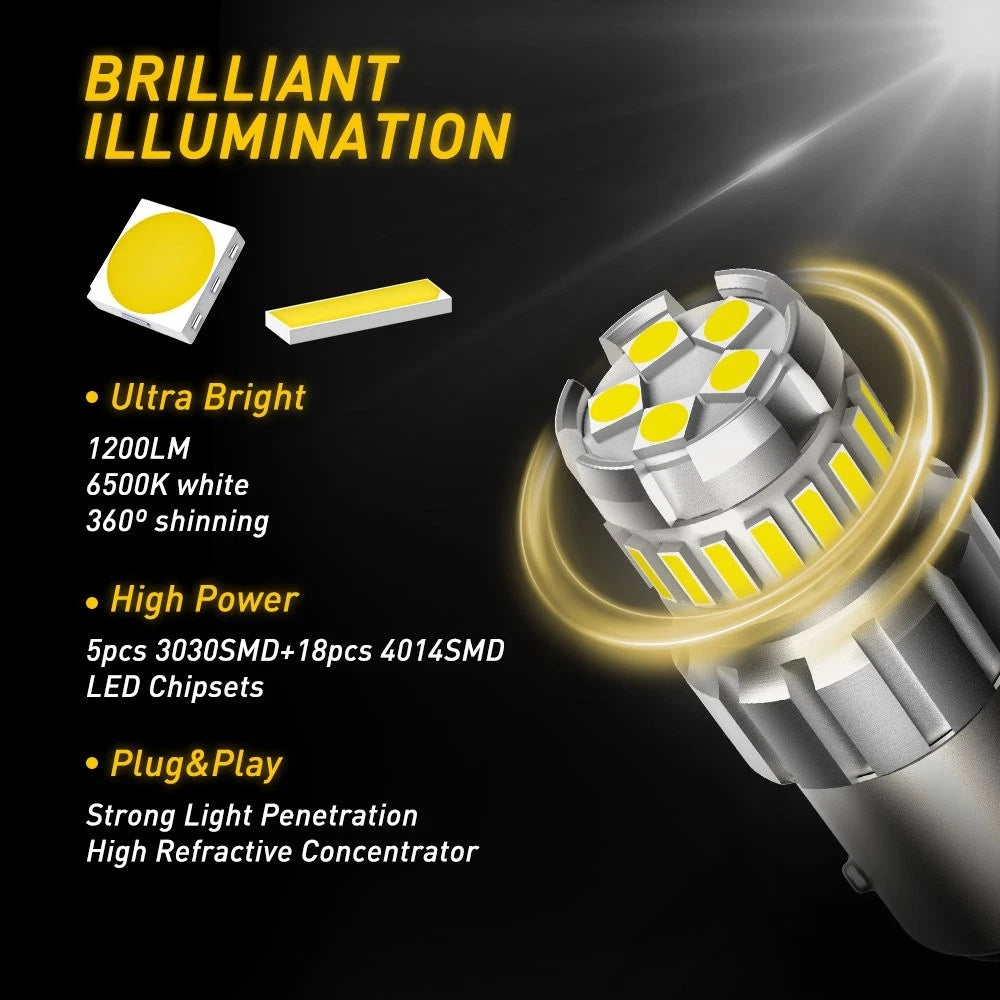 2X 1157 23-SMD White LED Tail Brake Light Bulbs for Make Model