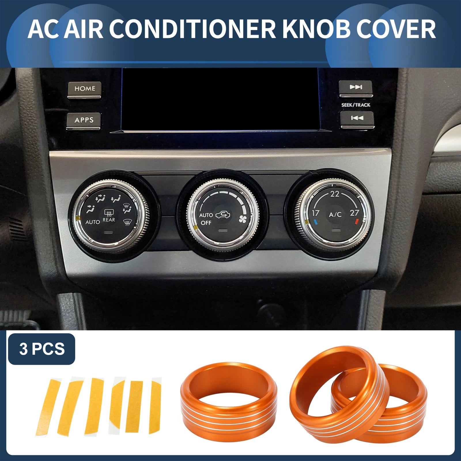 Set of 3 AC Heater Temp Switch Knob Cover Rings for Subaru Forester (2014–2018) Purple