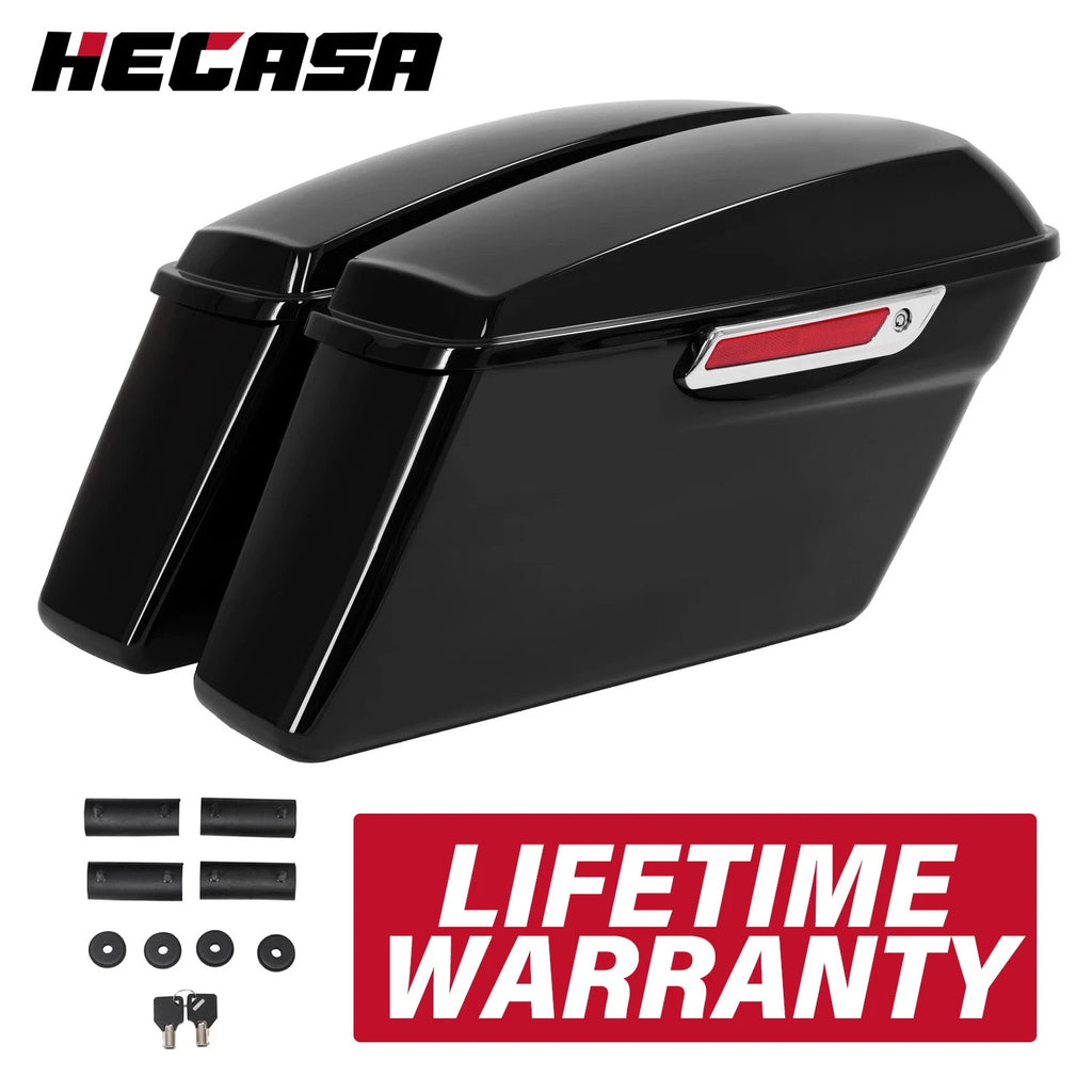 Black Hard Saddle Bags for Harley Touring Road Street Glide (2014–2024)