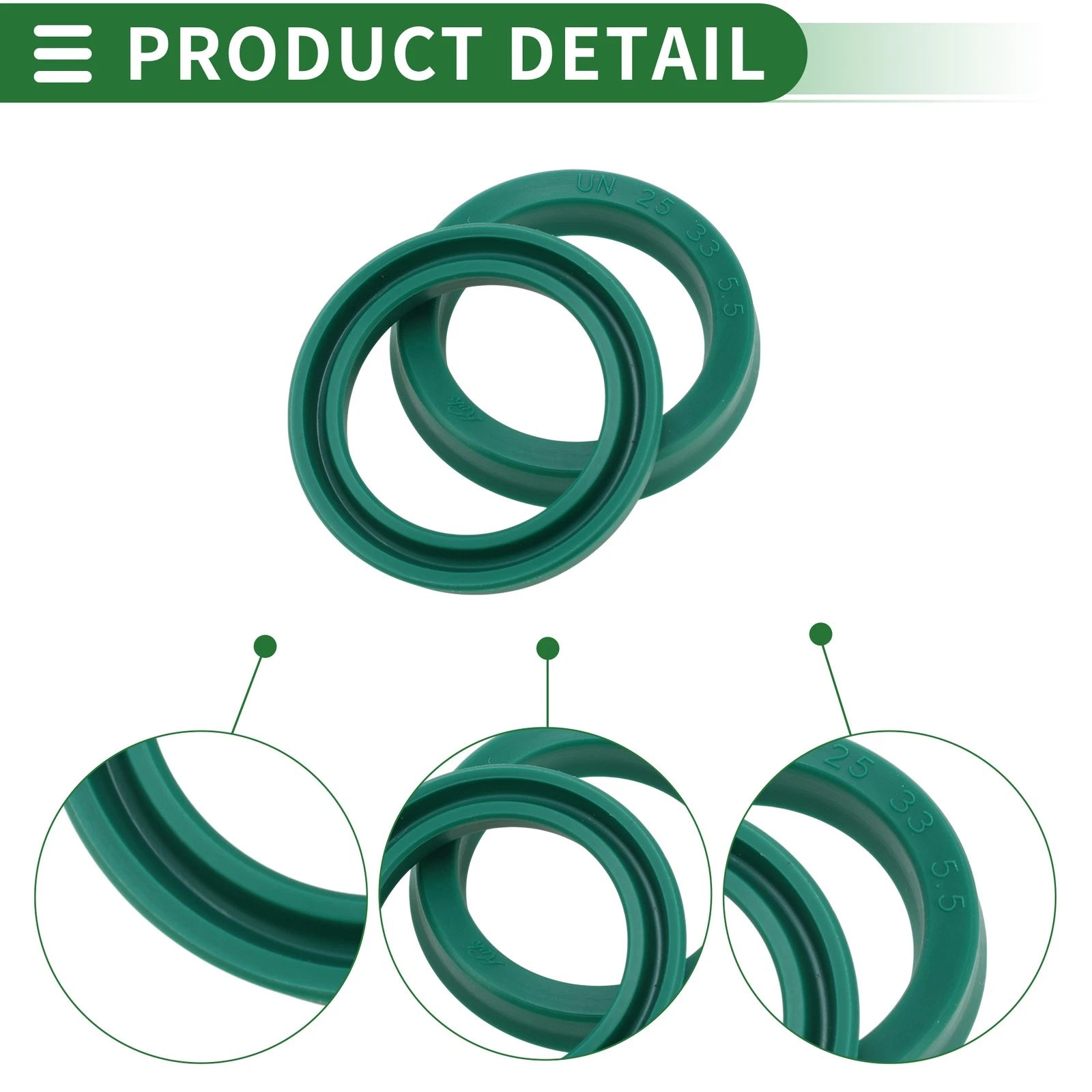 Set of 5 Oil Seal Rotary Shaft Seal 25x33x5.5mm High Pressure Green