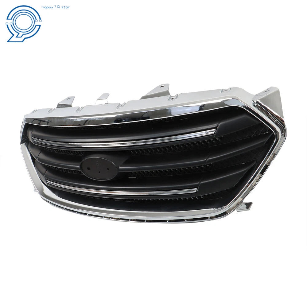 Front Upper Grille for Ford Taurus (2013-2019) Matte Black with Chrome Trim