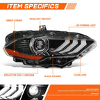 HID Projector Headlight Lamp for Ford Mustang (2018–2022)