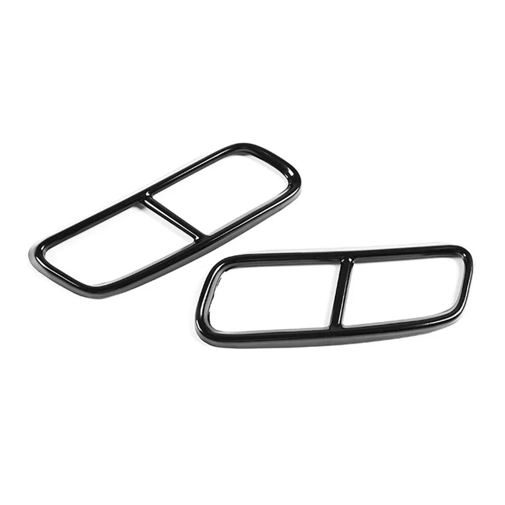 Black Rear Exhaust Muffler Tail Pipe Covers for Audi Q7 (2016-2019)
