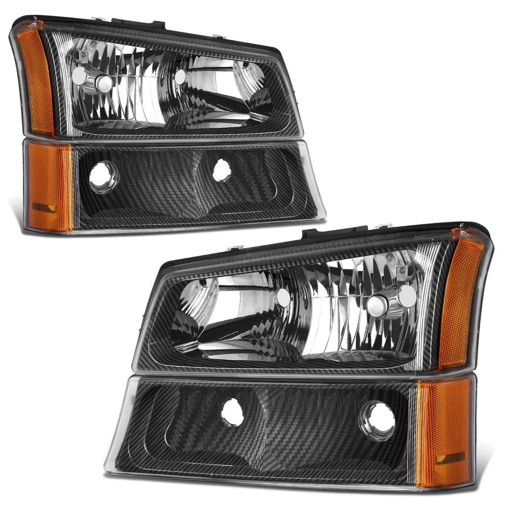 Headlight Assembly for Chevy Avalanche Silverado (2003–2007) Carbon Fiber Pattern