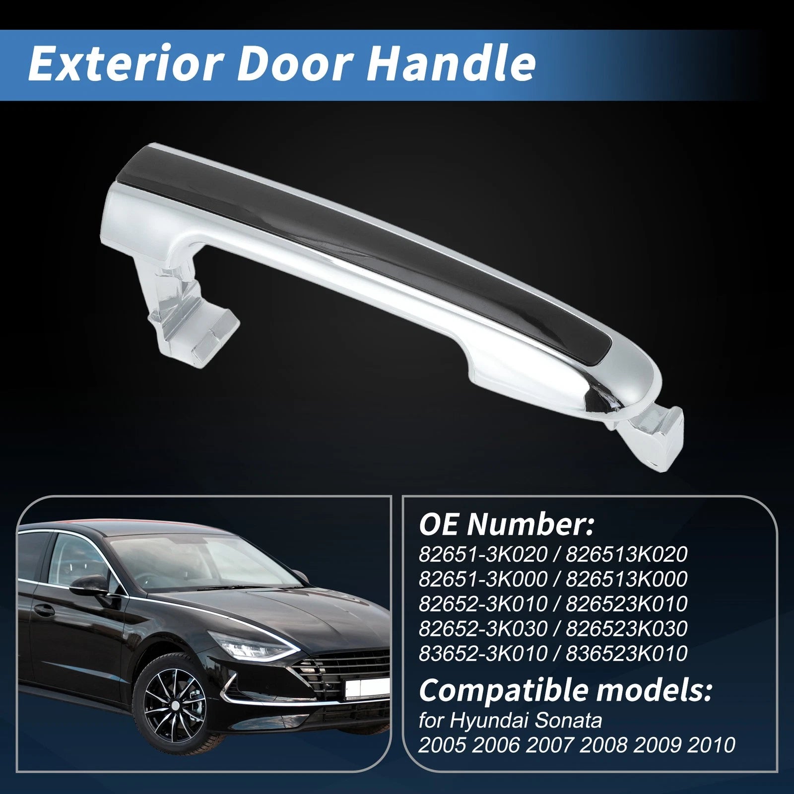 4Pcs Exterior Door Handle Set for Hyundai Sonata (2005–2010) 826523K010/826523K030