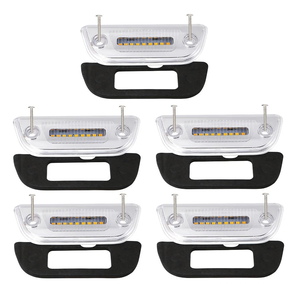 Set of 5 LED Clear Amber Top Roof Cab Marker Lights for Kenworth T680, Peterbilt 579