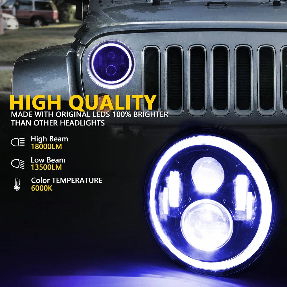 7" LED Front Headlight 3-color for Jeep Wrangler/Yamaha Road Star