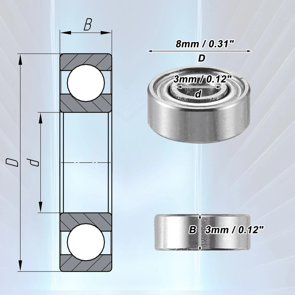 10 Pcs MR83ZZ Deep Groove Ball Bearings for Cars (3x8x3mm)