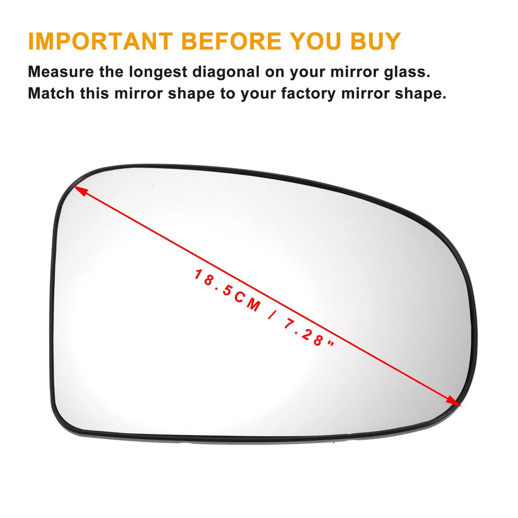 Right Side Heated White Mirror Glass for Toyota Prius (2009–2016)