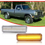 Clear Lens Amber LED Front Side Marker Indicator Lights for Dodge D100 D150 D250