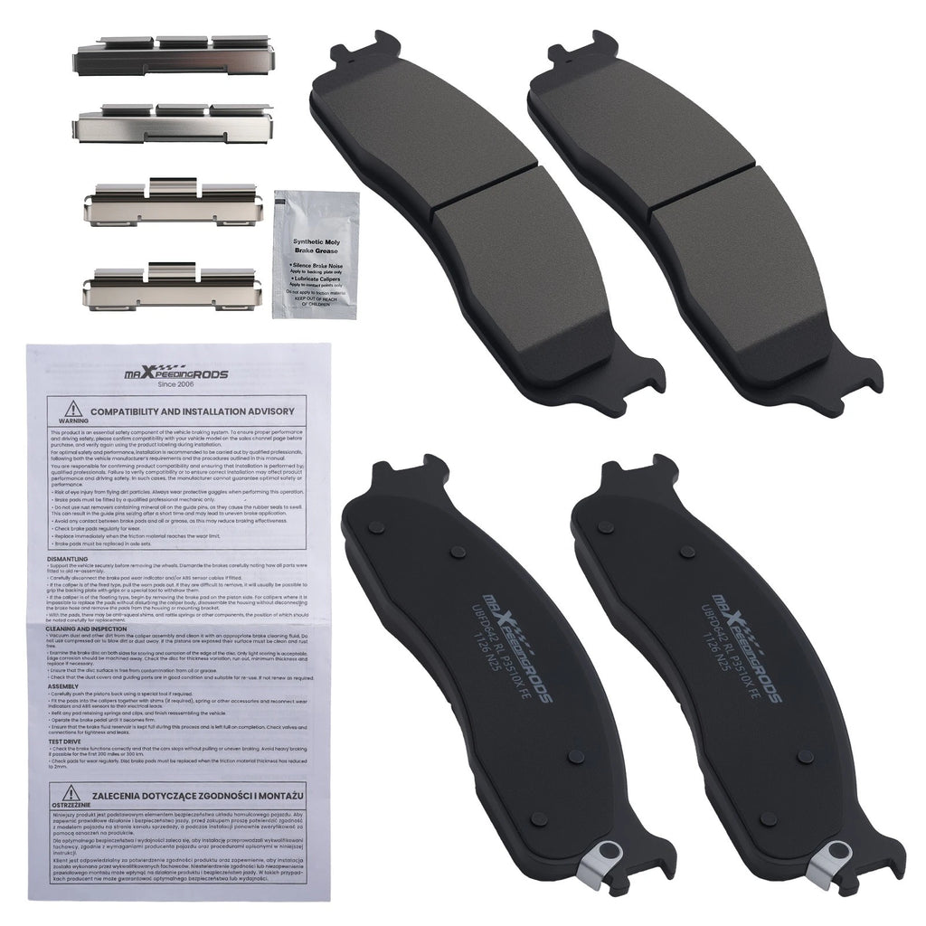 Set of 4 Front Brake Pads Kit for Dodge Ram 1500 (2006–2008) Ram 2500 3500 (2003–2008) P965