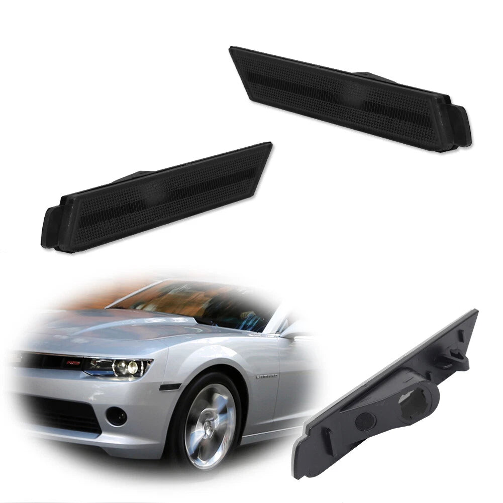 2X Smoked Lens Front Side Marker Lights for Chevrolet Camaro (2010–2015)