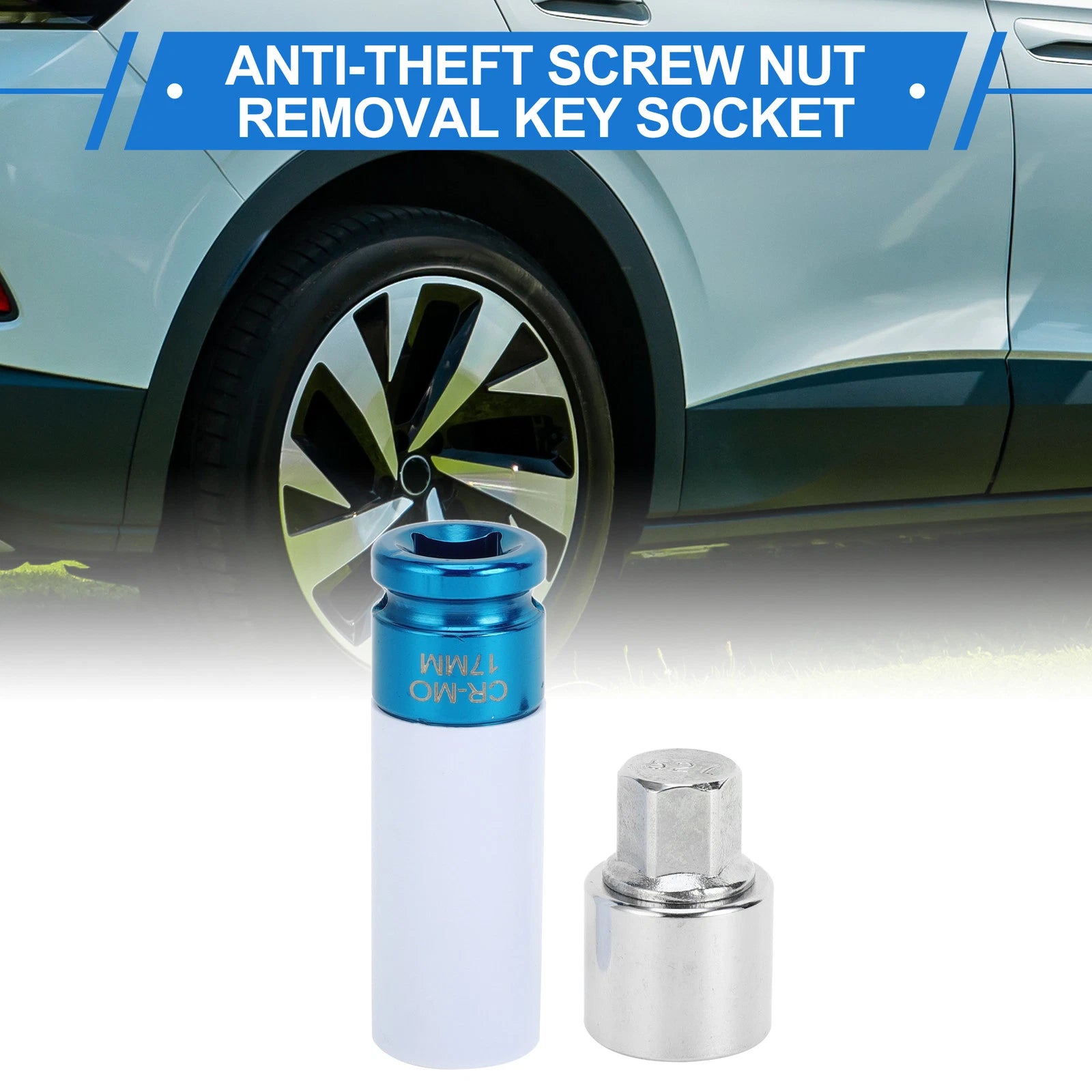 Set of 4 Wheel Lock Lug Nuts for VW (with Antitheft Removal Key 527)