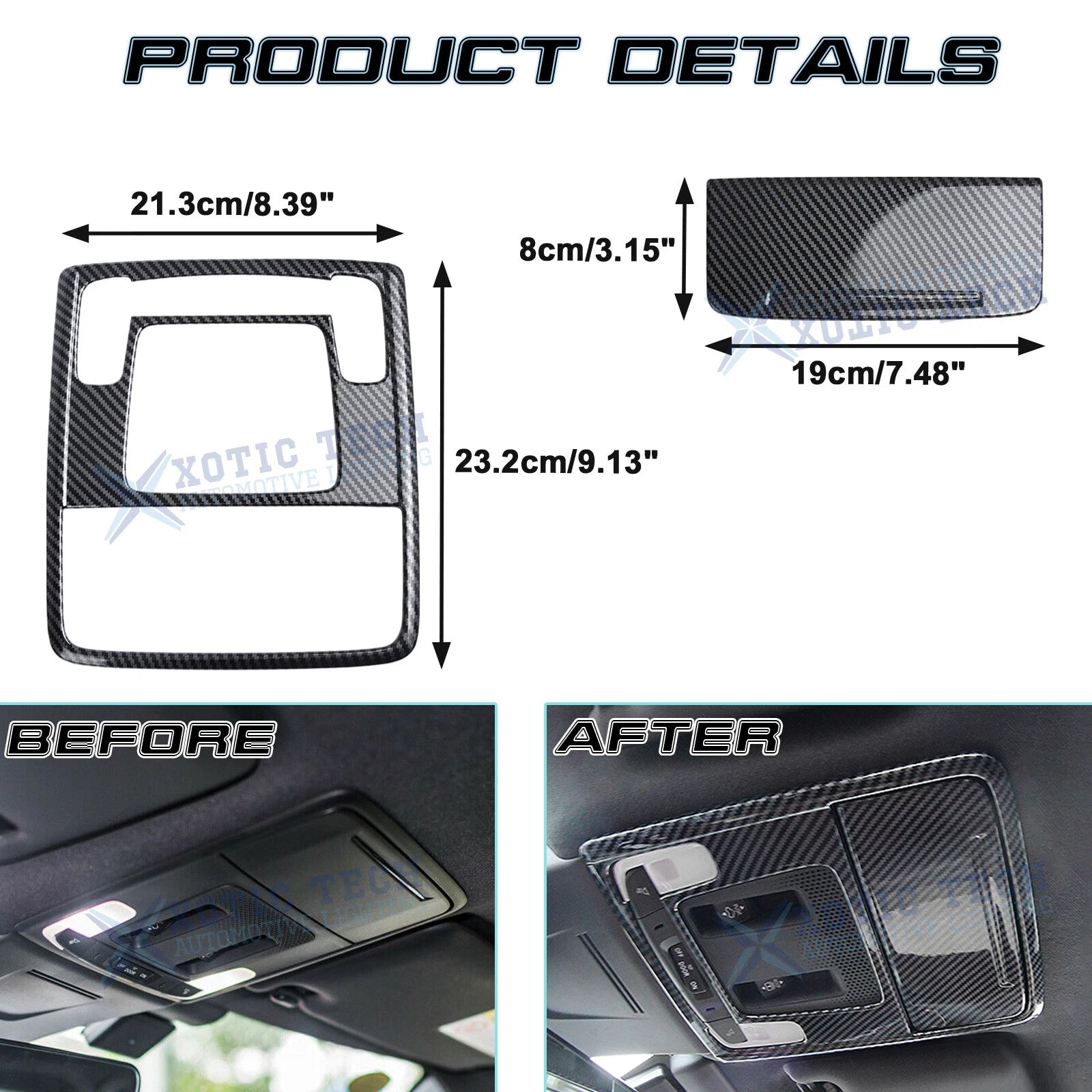 Carbon Fiber Pattern Reading Light Cover Trim for Honda Civic 2022-2025