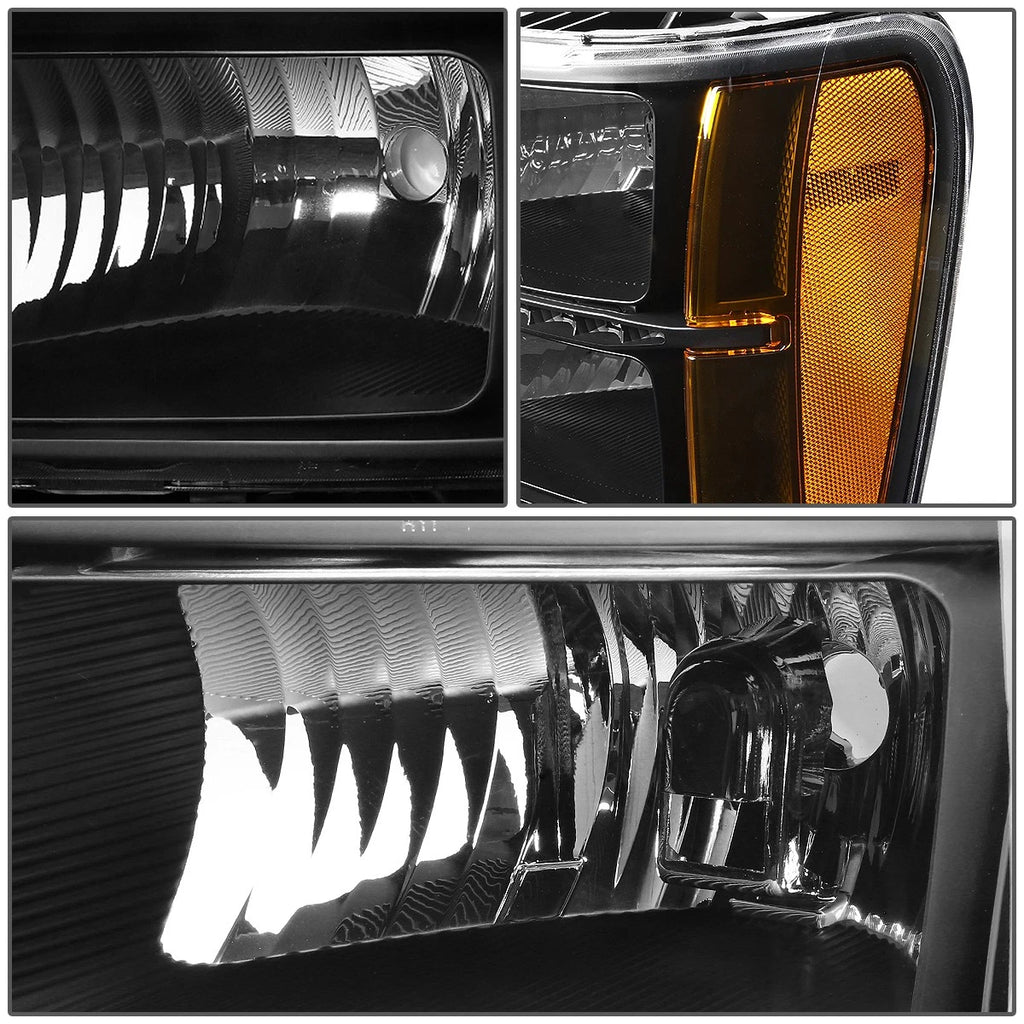 LED DRL Set for GMC Sierra 2007–2014 Black Housing Amber Side Headlight/Lamp