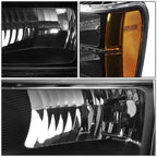 LED DRL Set for GMC Sierra 2007–2014 Black Housing Amber Side Headlight/Lamp