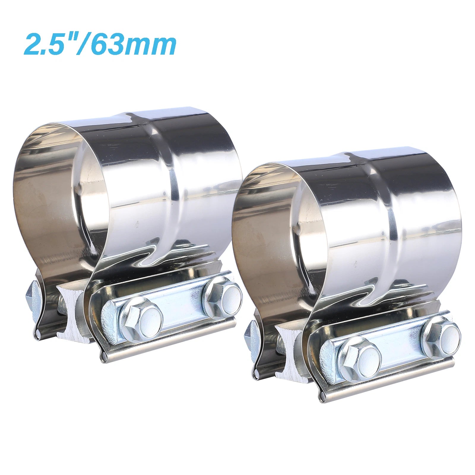 2Pcs 2.5" Stainless Exhaust Band Clamp for Catback Muffler Pipe