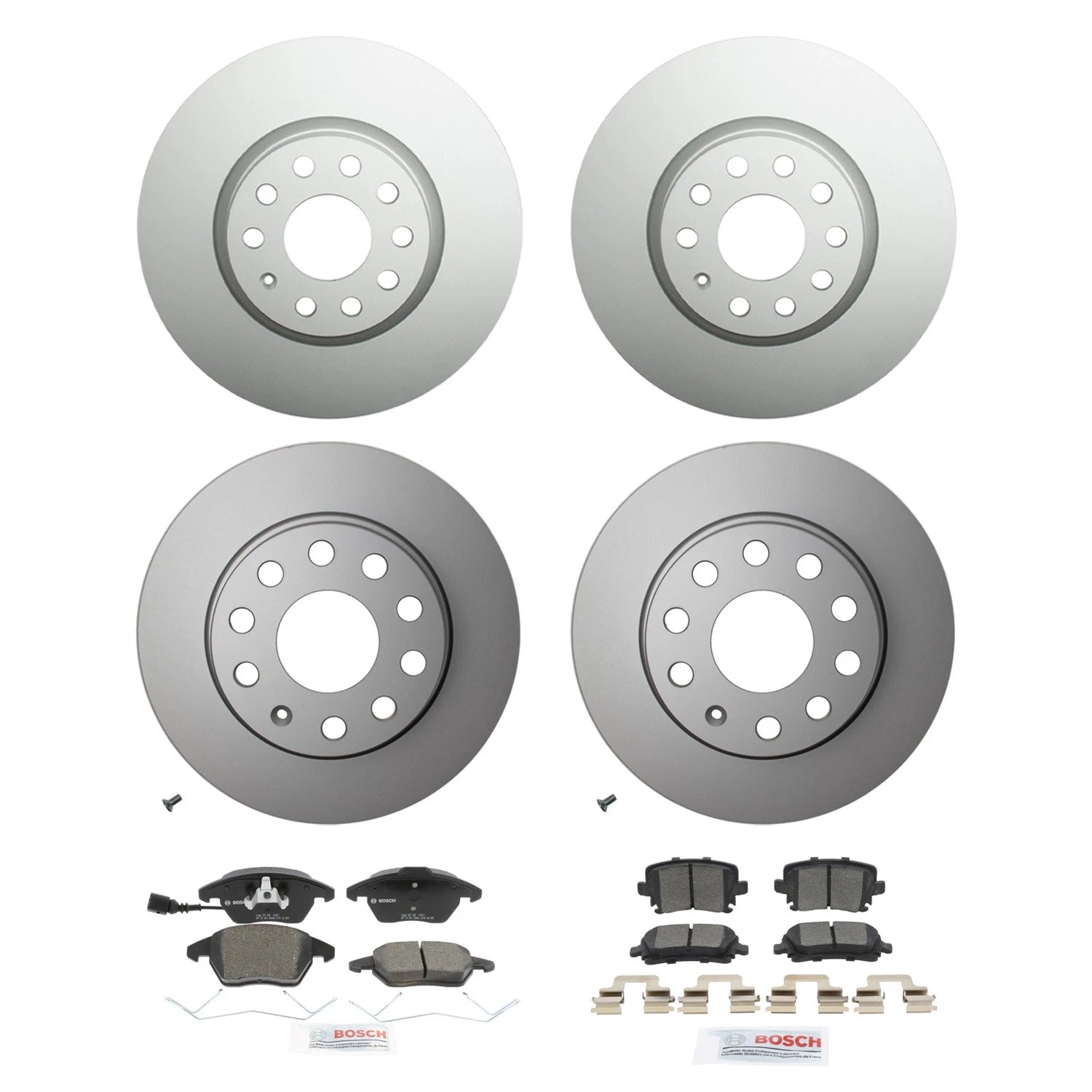 Hella Front Rear Rotors & Bosch Ceramic Brake Pads Kit for A3 Eos (2010)