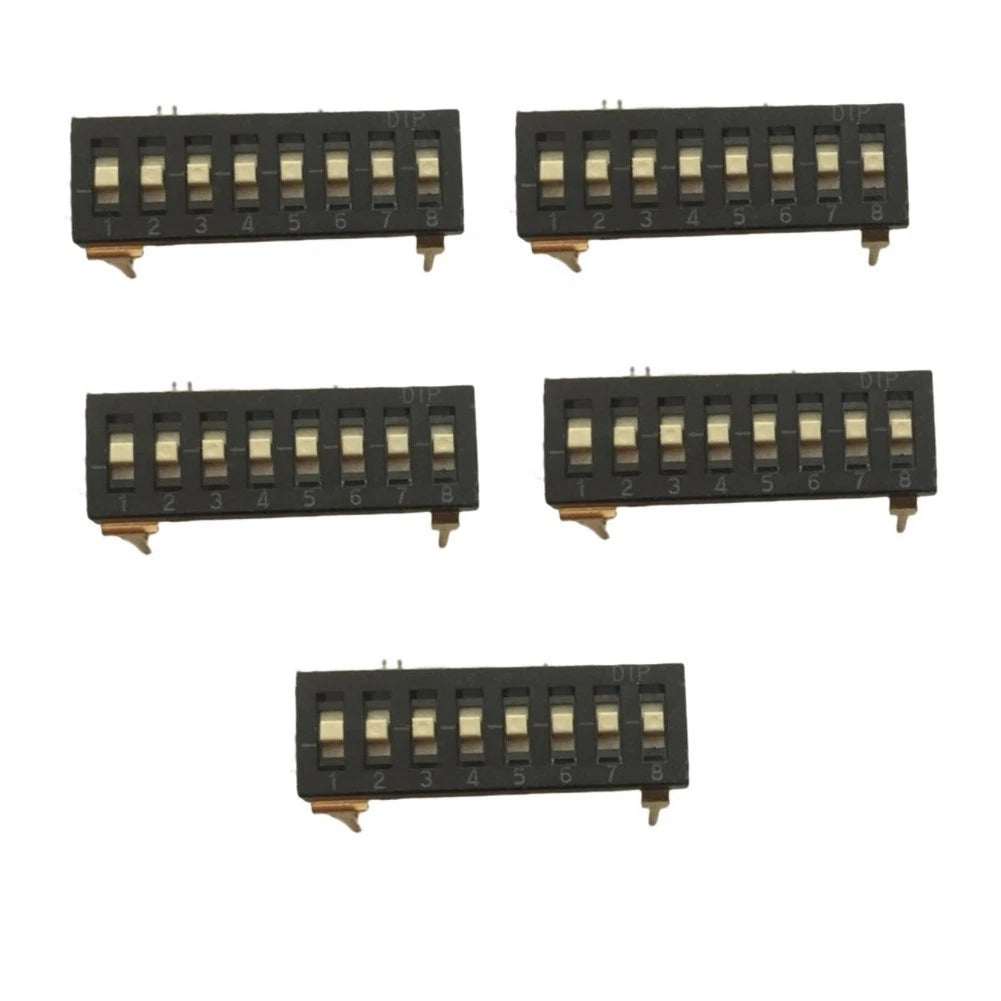 5pcs 8-Bit DIP Switches 3-Position Piano Key Design 2.54mm Spacing