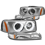 LED Halo Projector Headlight Bumper Lamps for Sierra 1500 2500 (1999–2006)