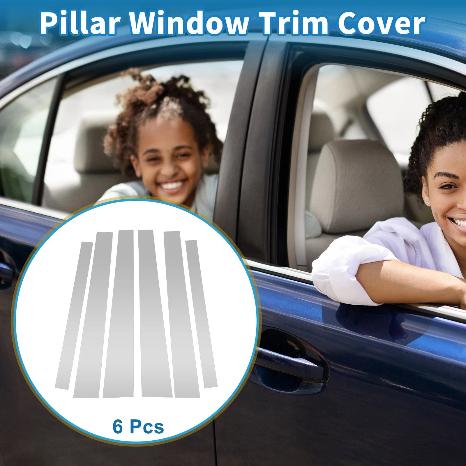 6 Pcs Door Pillar Window Trim for Mitsubishi Pajero (2009–2015) Silver Tone