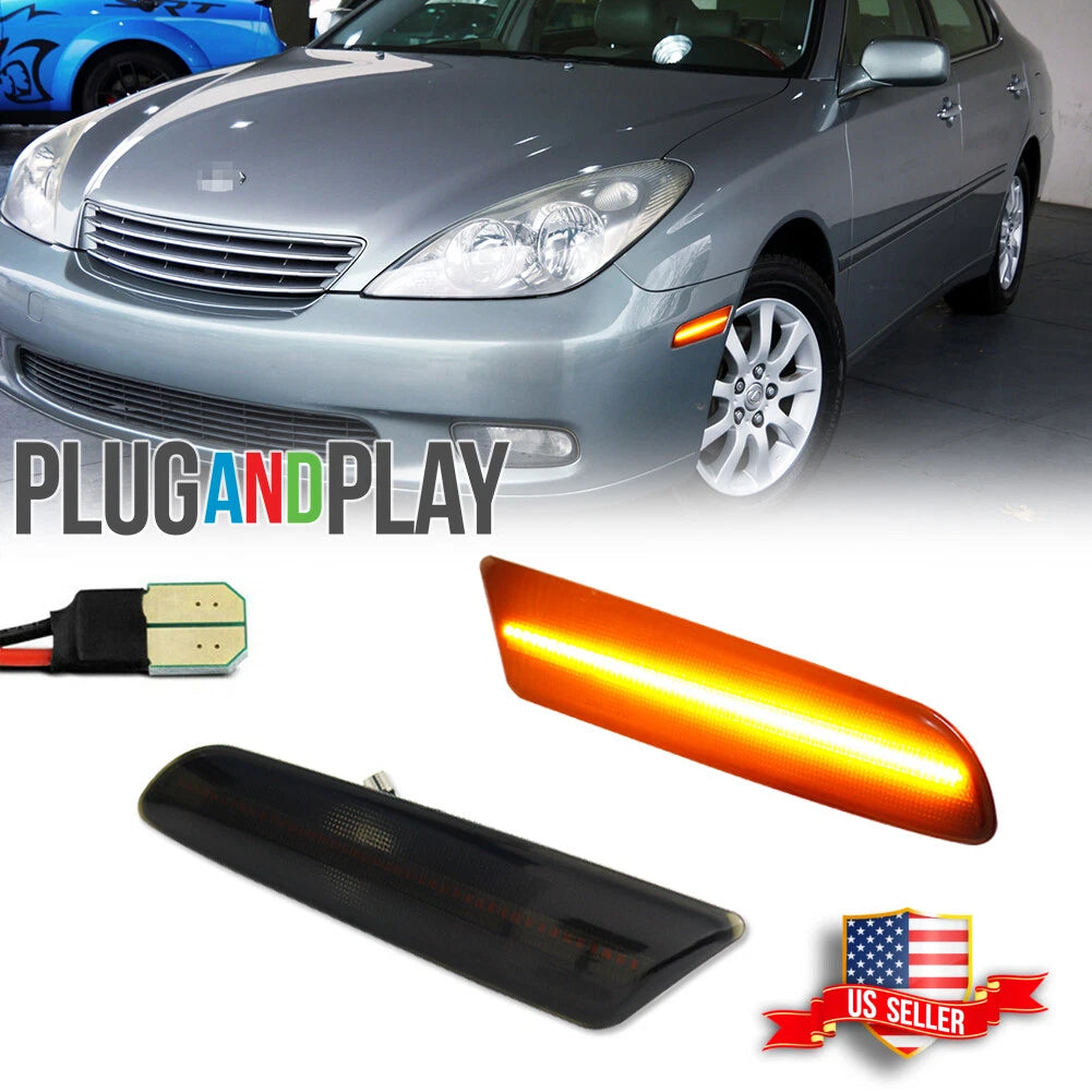 2X Smoked Amber LED Front Side Marker Lights for Lexus ES300 ES330 (2002–2006)