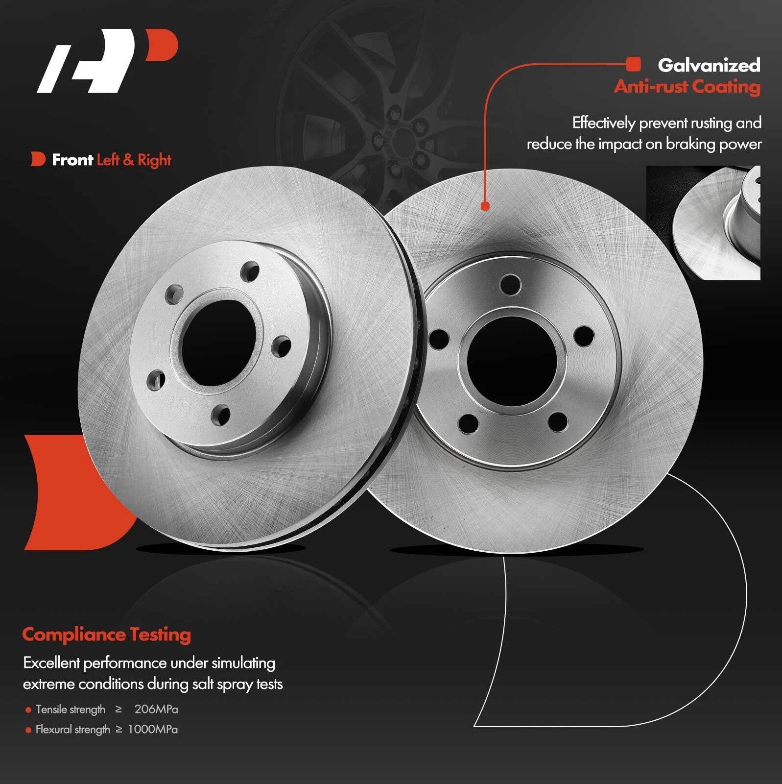 Front Disc Brake Rotors for Ford C-Max Focus (2013–2018) Volvo S40 C30