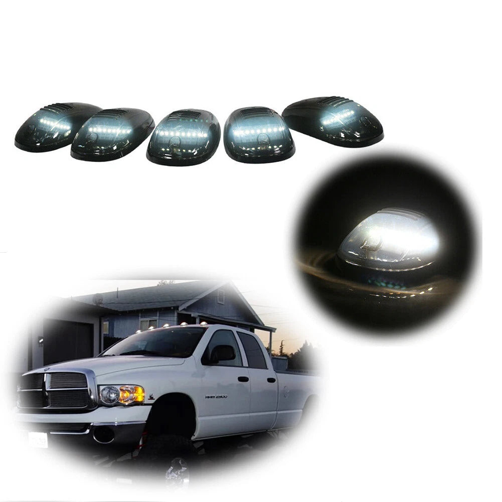 Set of 5 Smoked Cab Roof Marker Lights for Dodge Ram 2500 3500 (2003–2016)