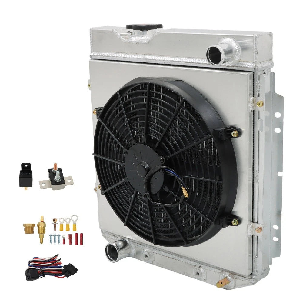 3 Row Aluminum Radiator with Shroud Fan for Ford Ranchero V8 (1960–1965)