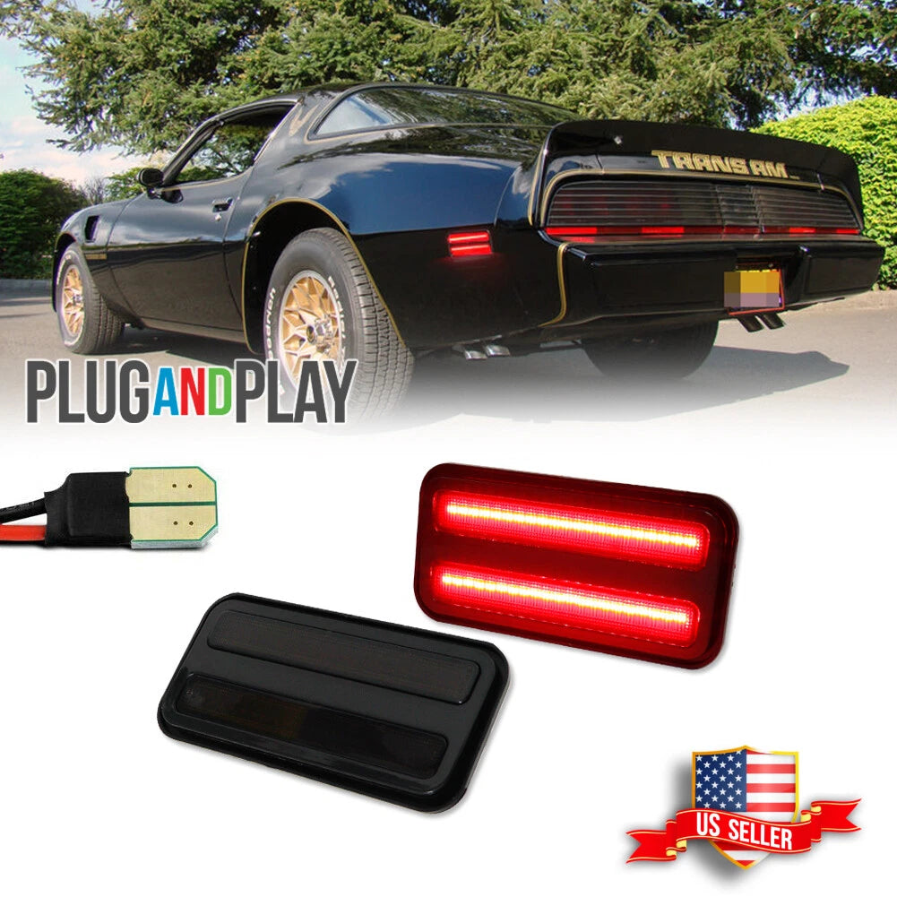 2X Smoked Red LED Rear Side Marker Lights for Pontiac Firebird (1970–1981)