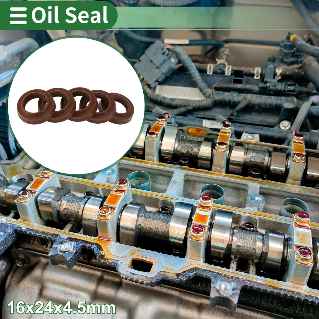 Set of 5 Oil Seal Rotary Shaft Seal FKM Rubber 16x24x4.5mm