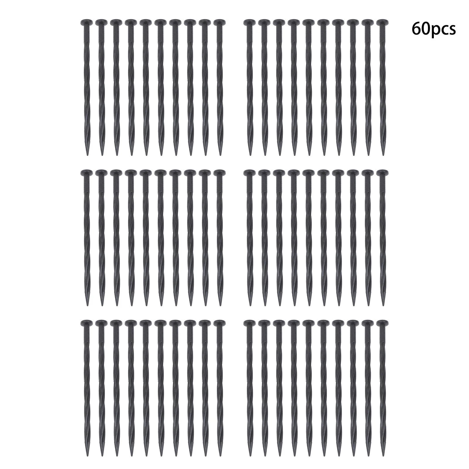 Set of 60 Plastic Spiral Landscape Edging Nails for Garden