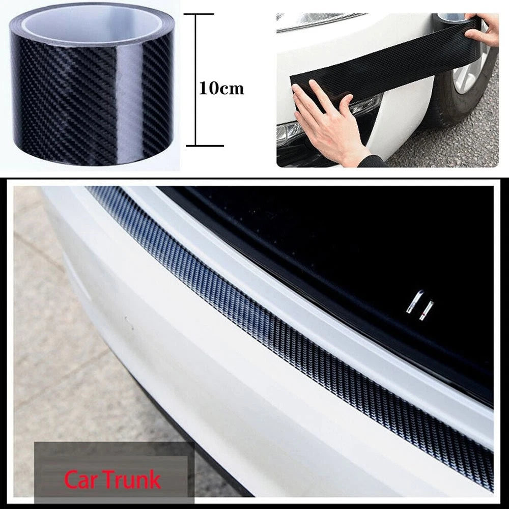 Carbon Fiber Door Sill Protector Tape for Universal Vehicles (10cm x 3M)