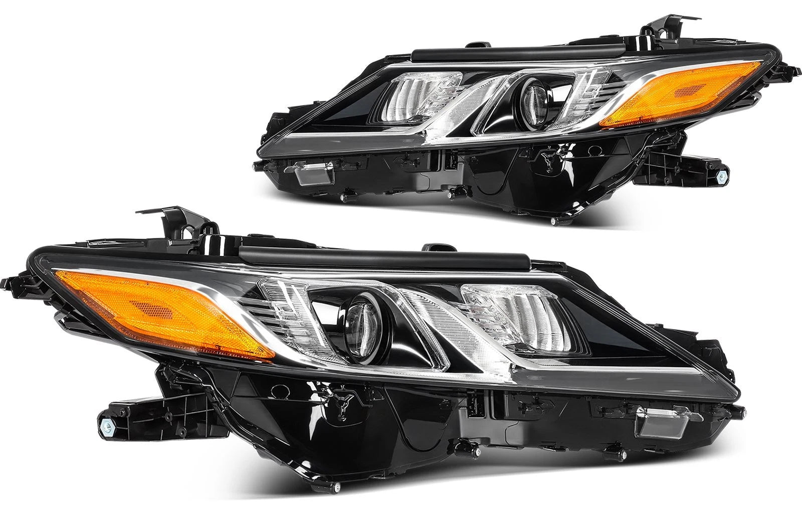 2X LED Headlights for Toyota Camry (2018–2024) - Black Amber