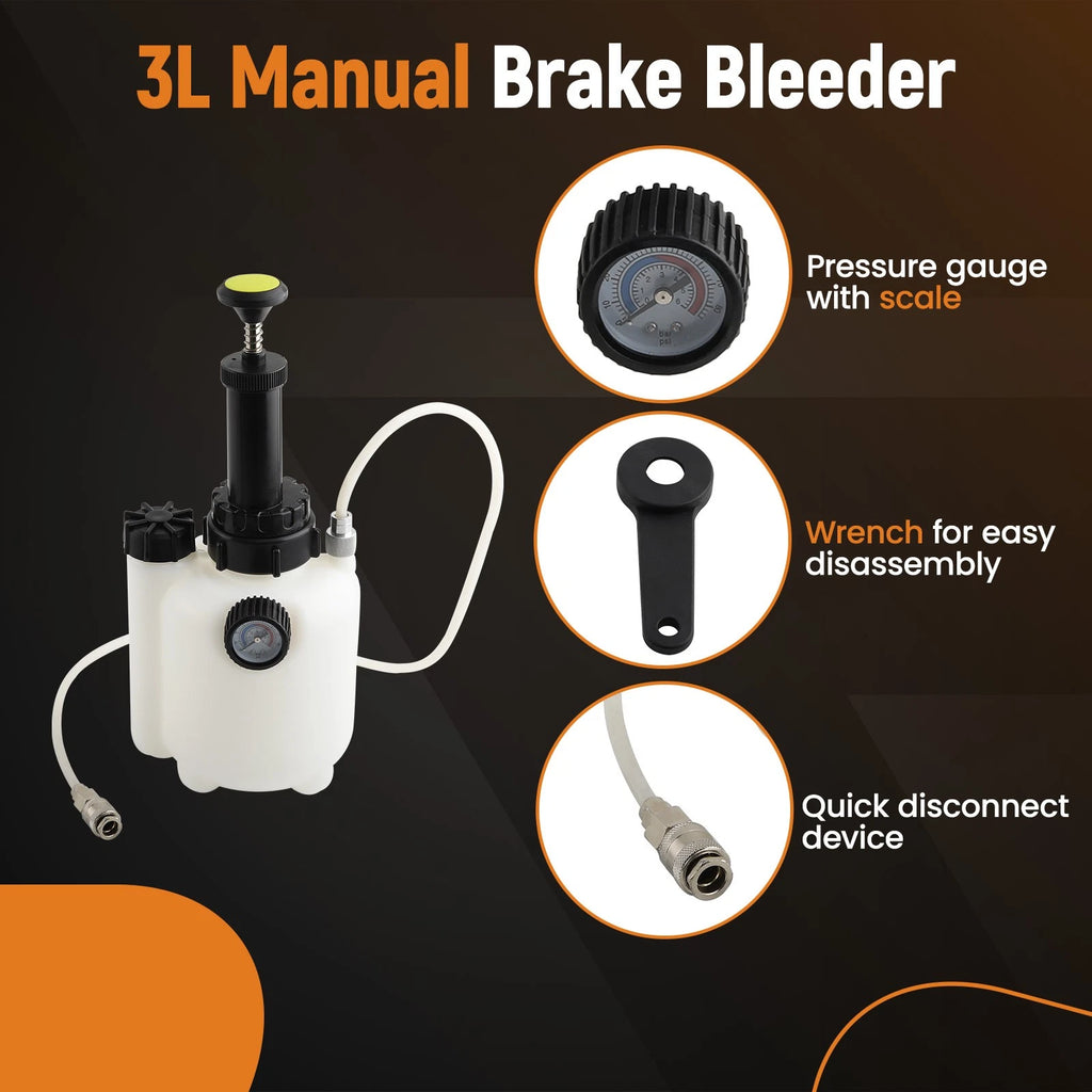 Manual Brake Clutch Bleeder Fluid Tool Kit for Universal Use (3L + 1L)