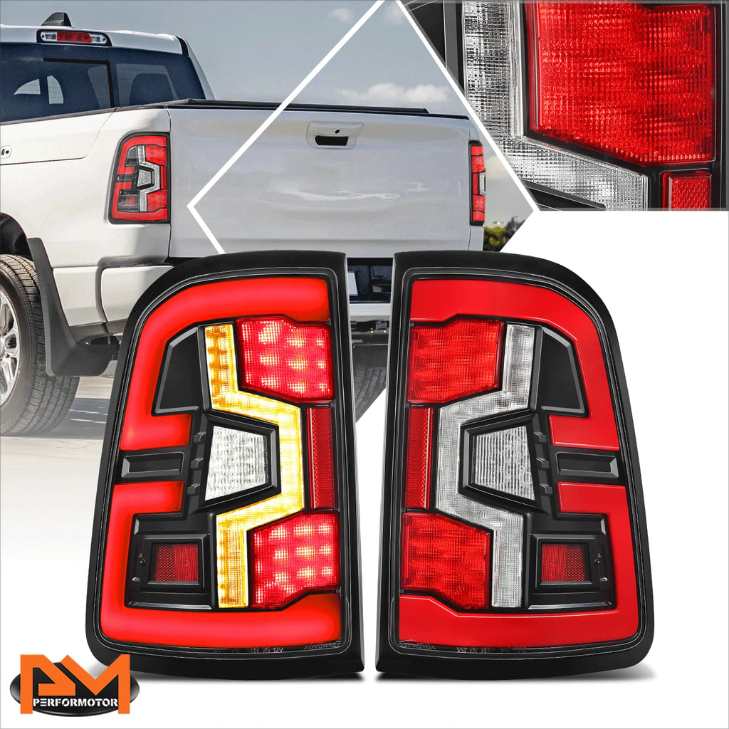 Full LED Tail Lights for Ram 1500 (2019–2024) - Black Housing, Stop Brake Lamps