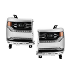 LED Headlight Set for Chevy Silverado 1500 (2016–2018) w/Module Chrome