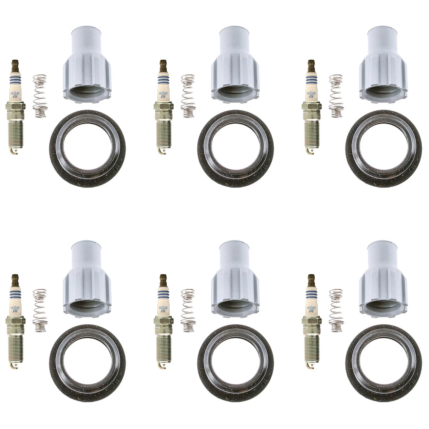 Set of 6 NGK Laser Platinum Spark Plugs & Denso Coil Boot Kit for Caprice Terrain G8 (2008–2013)