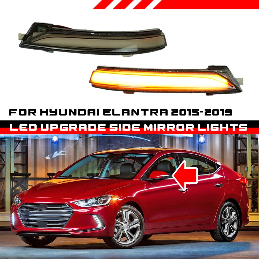 Dynamic LED Side Wing Mirror Turn Signal Lights for Hyundai Elantra (2015–2019)
