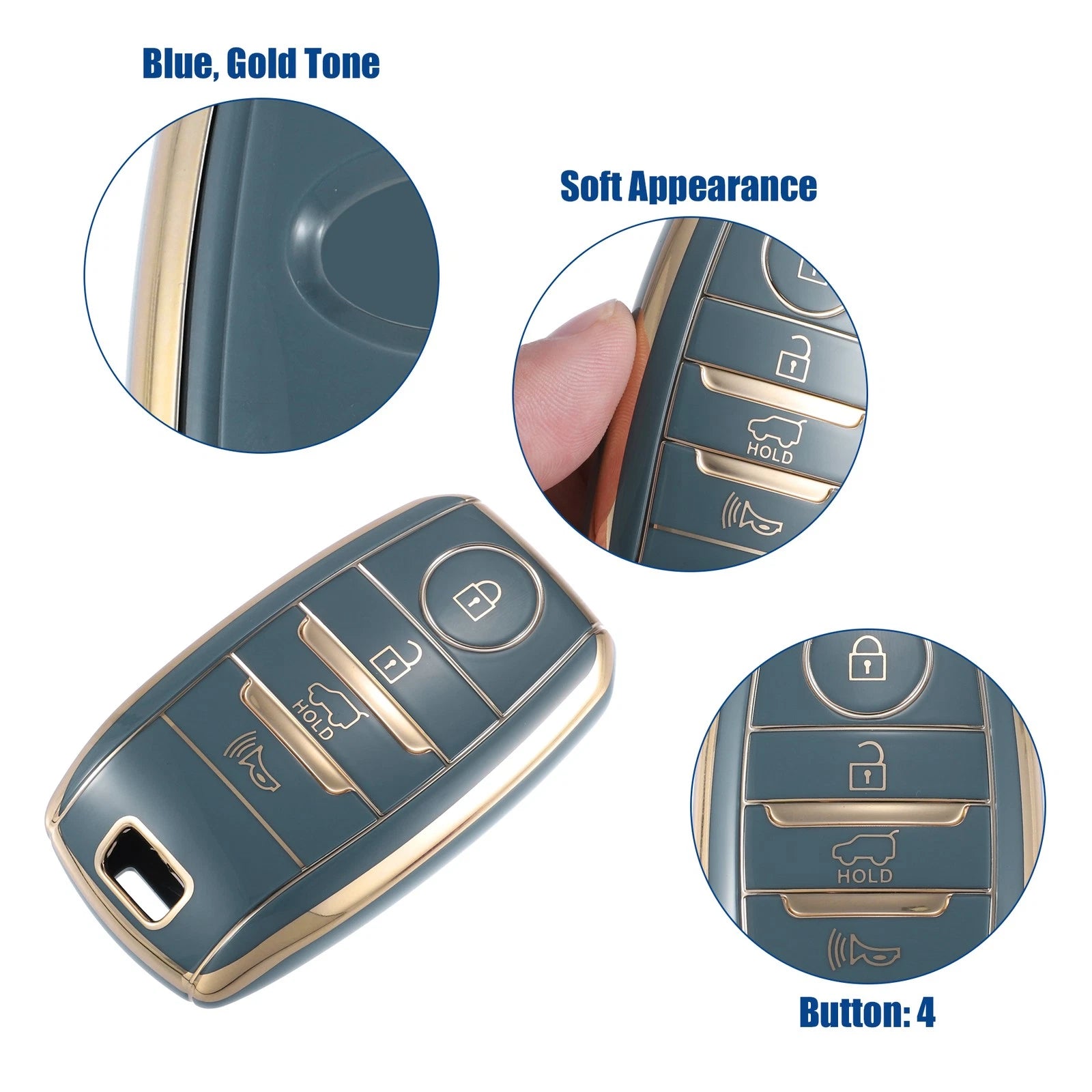 TPU Key Fob Case Cover for Kia Forte (2014–2020) - 4 Button, Blue