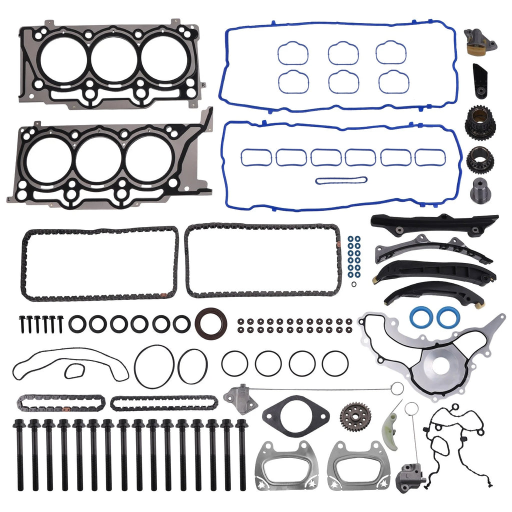 Set of 2 Engine Cylinder Head Gaskets & Timing Chain Kit for Dodge 3.6L (2011–2015)