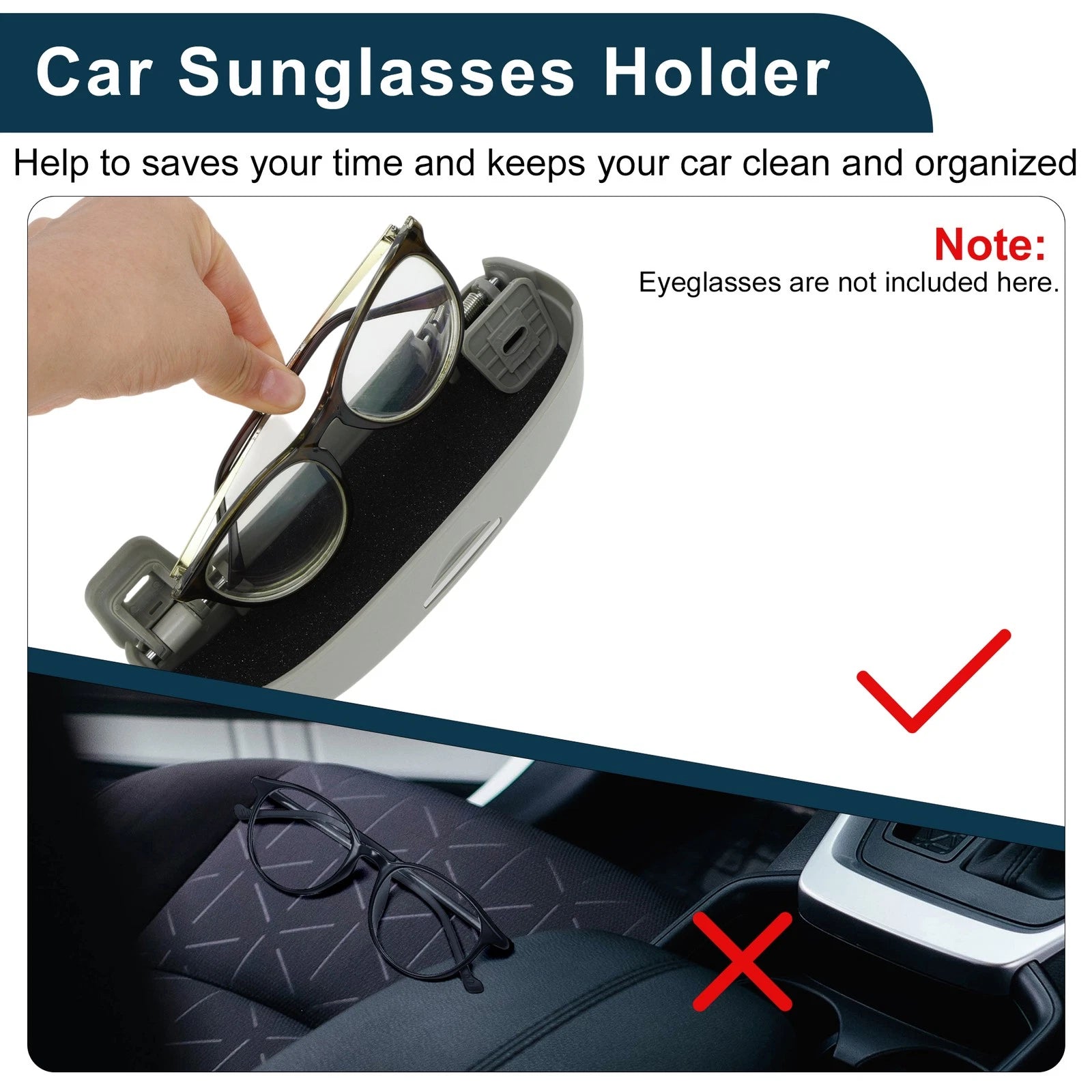 Set of 1 Car Sunglasses Case for Ford Puma MK2 ST Line X (2020–2025) ABS Gray
