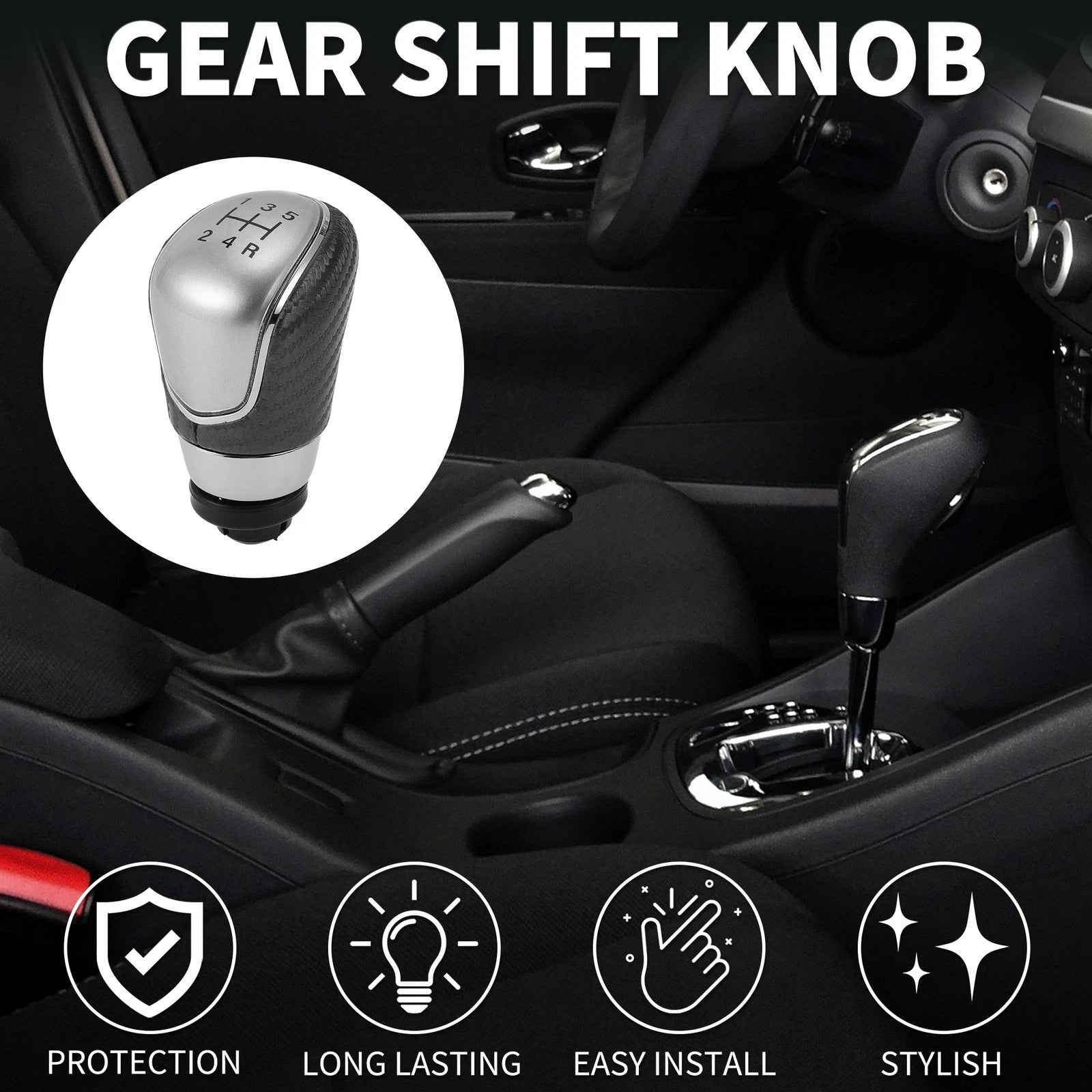 5 Speed Manual Gear Shift Knob for Ford B-Max (2012–2020) Plastic Faux Leather