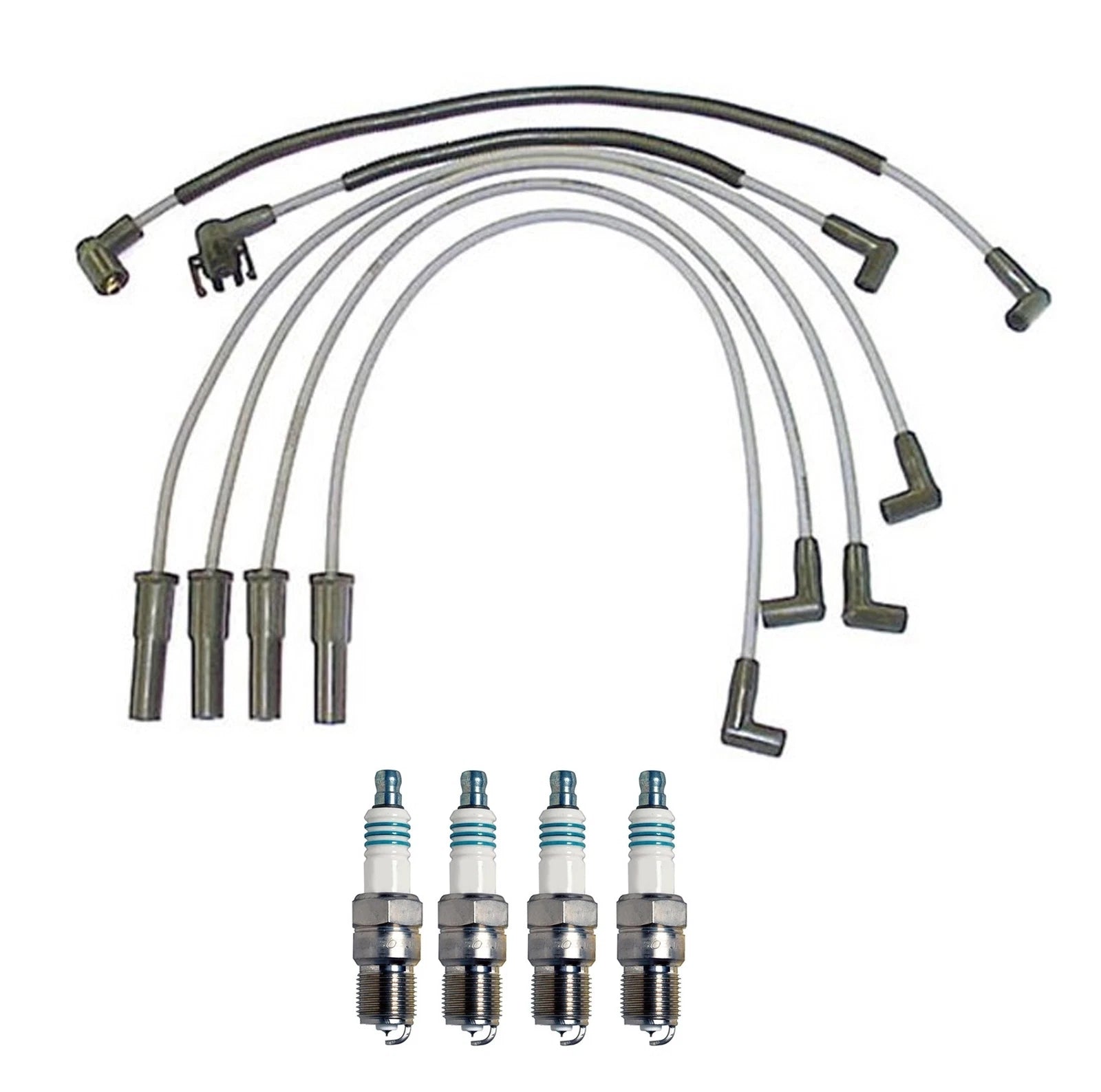 Denso 8mm Wire Set & 4 Iridium Power Spark Plugs for Ford Mercury L4