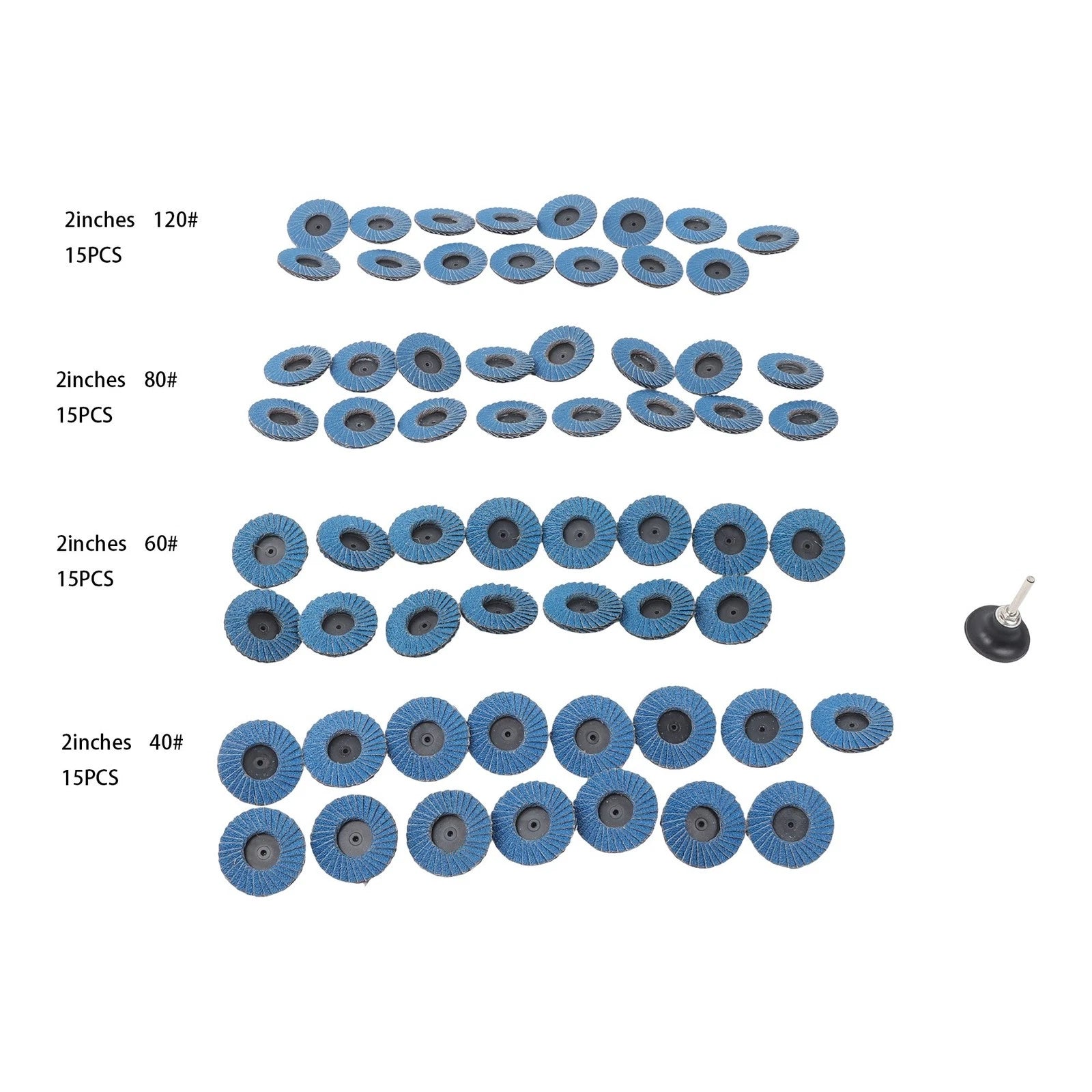 Set of 60 Sanding Discs 2 Inch (40/60/80/120 Grit) with Holder