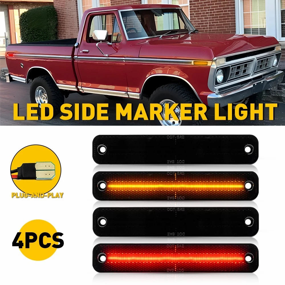 4X Smoke Front & Rear Side Marker Light Housing for Ford F Series (1973–1979)