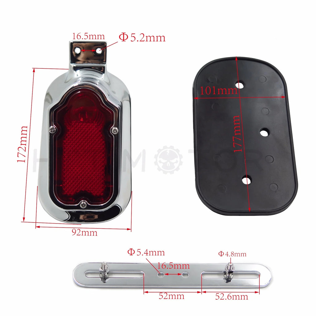 Chrome Tombstone Skull Flame Maltese Cross Brake Tail Light for Harley