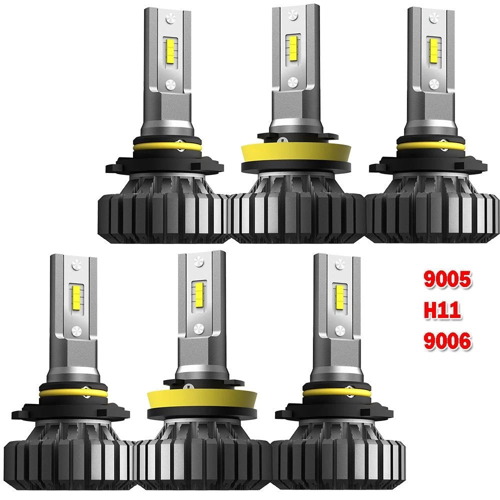 6x Combo 9005 9006 H11 6500K LED Fog Headlight Bulb Kit for Vehicles