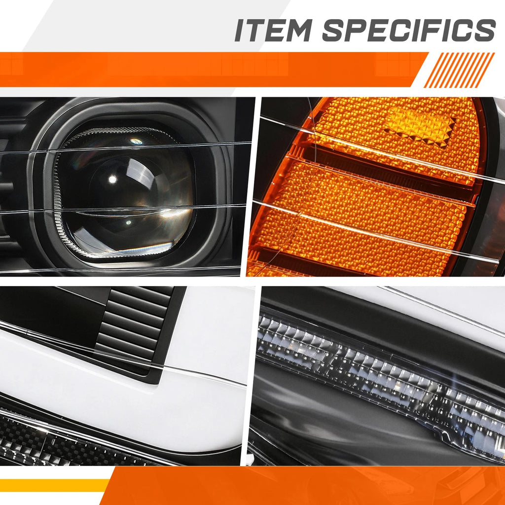 LED DRL Bar Projector Headlights for Dodge Ram 1500-3500 (2002–2005)
