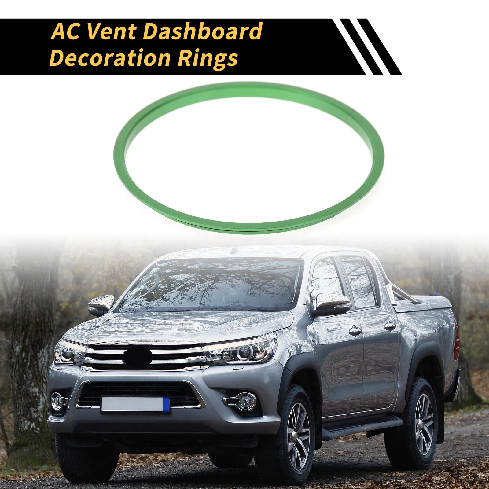Set of 4 AC Vent Dashboard Decoration Rings for Toyota Tacoma (2016–2021) Green